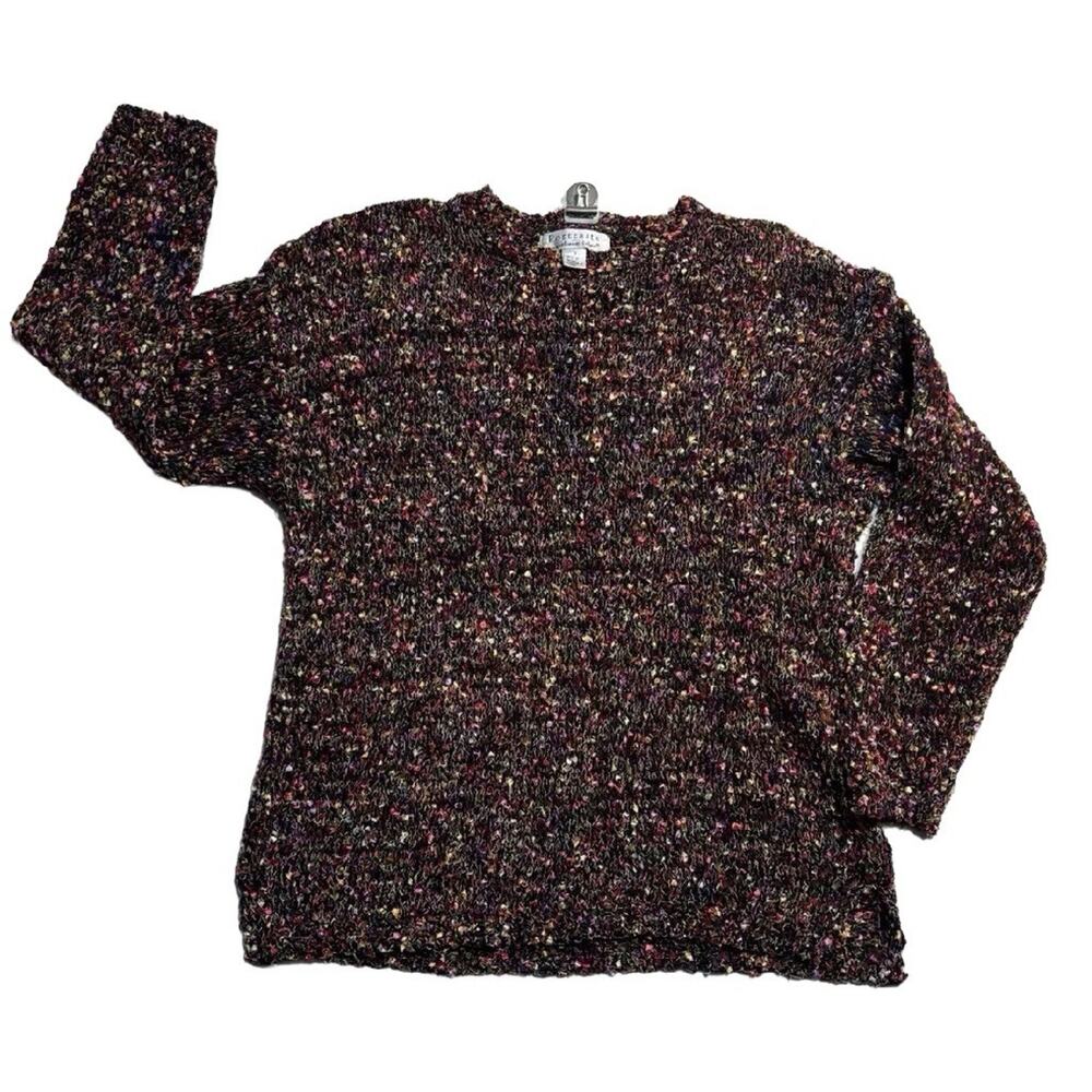 Portraits Northern Isle Black Mix Textured Sweater Women’s Size S Cozy